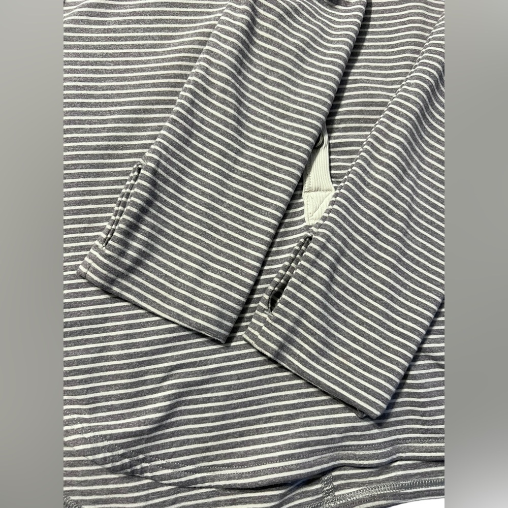 Lululemon Awesoma Henley Hyper Stripe Heathered Slate Ghost Size 4 - Picture 5 of 8